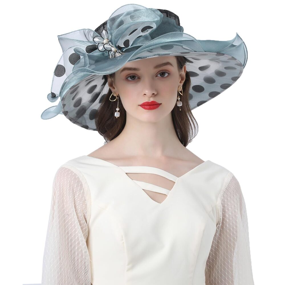 1453 Women’s Organza Church Tea Party Wedding Fascinator Hat Uv-anti Wide